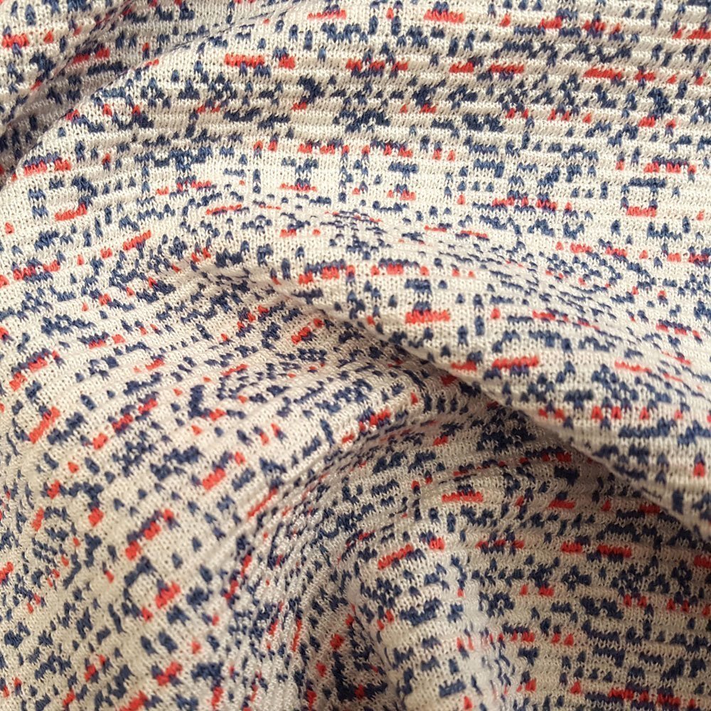 Tissu Maille Jersey Moucheté Rouge et bleu