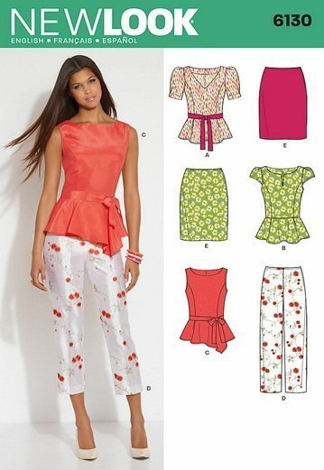 Patron New Look 6130 Ensemble Top, Jupe, Pantalon