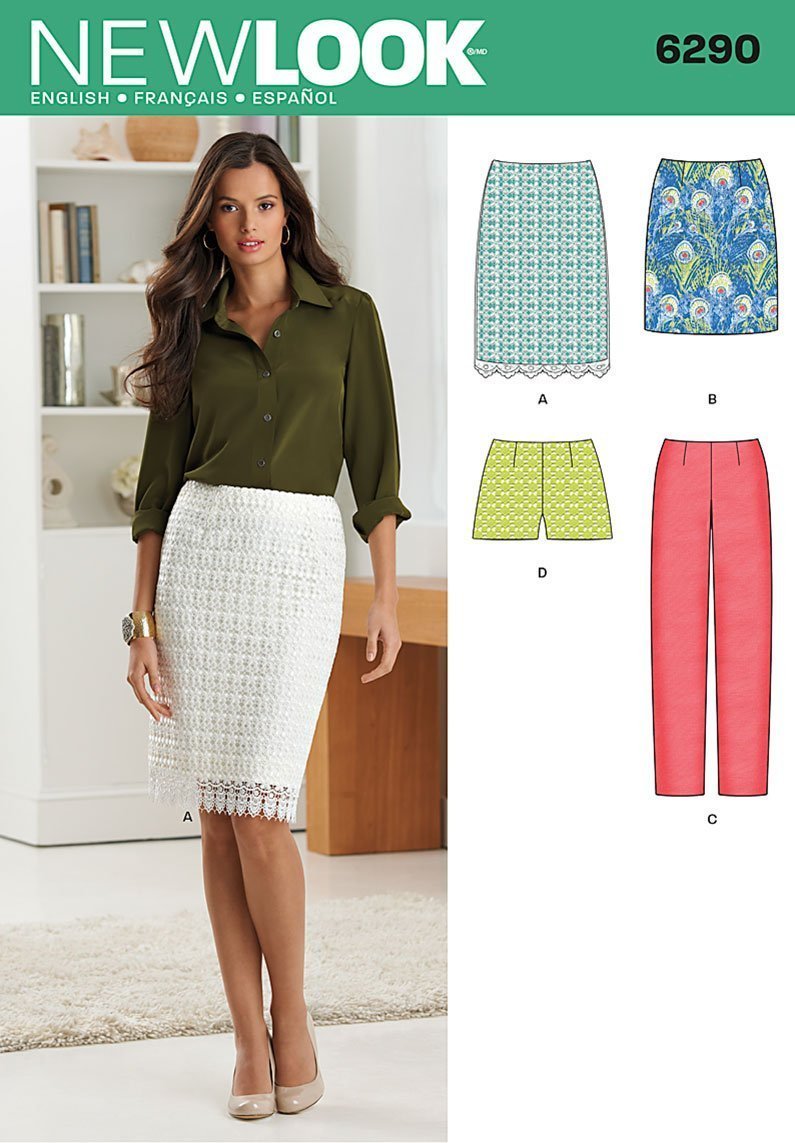Patron New Look 6290 Jupe, Short, Pantalon