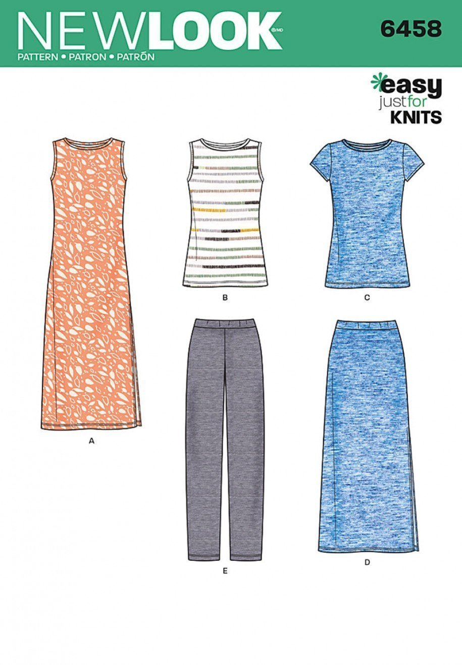 Patron New Look 6458 Robe, Tee Shirt, Pantalon, Jupe