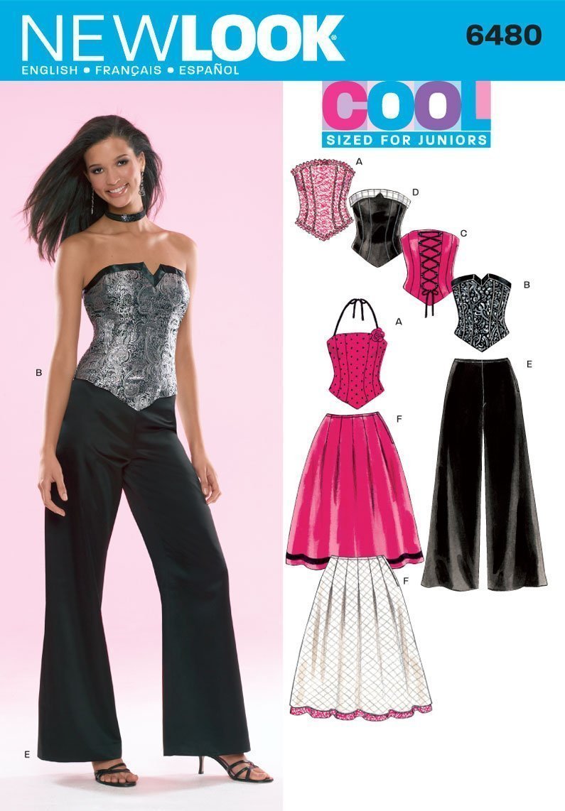 Patron New Look 6480 Ensemble Corset, Jupe, Pantalon