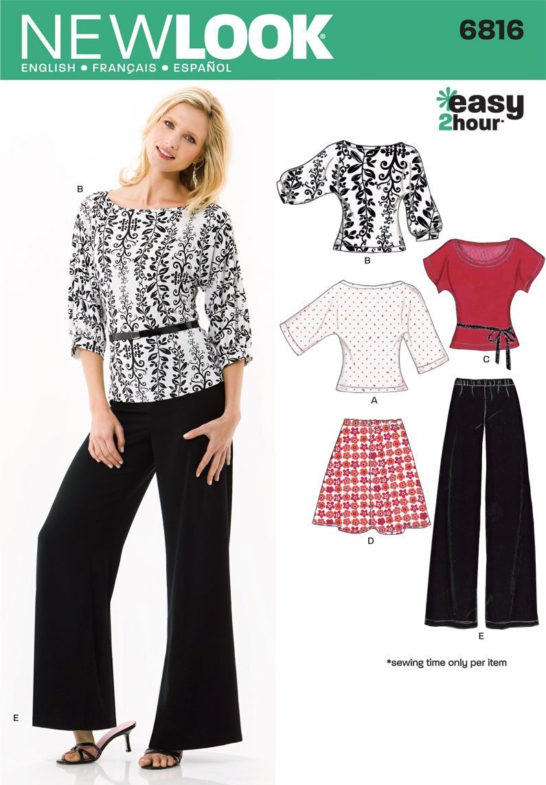 Patron New Look 6816 Ensemble Pantalon, Jupe, Tee-Shirt