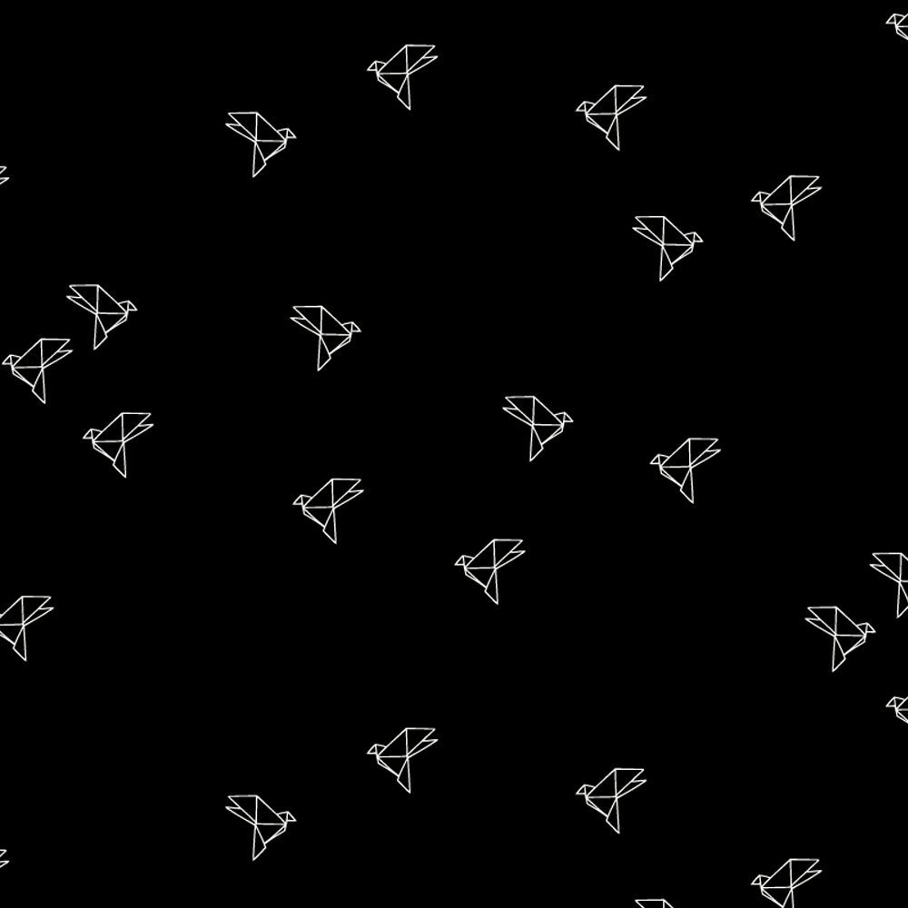 Tissu Coton Atelier Brunette Bye Bye Birdy Black