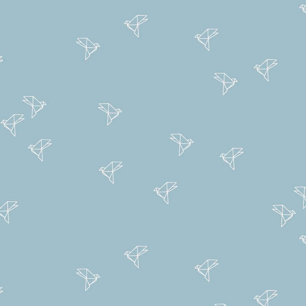 Tissu Coton Atelier Brunette Bye Bye Birdy Blue Jean