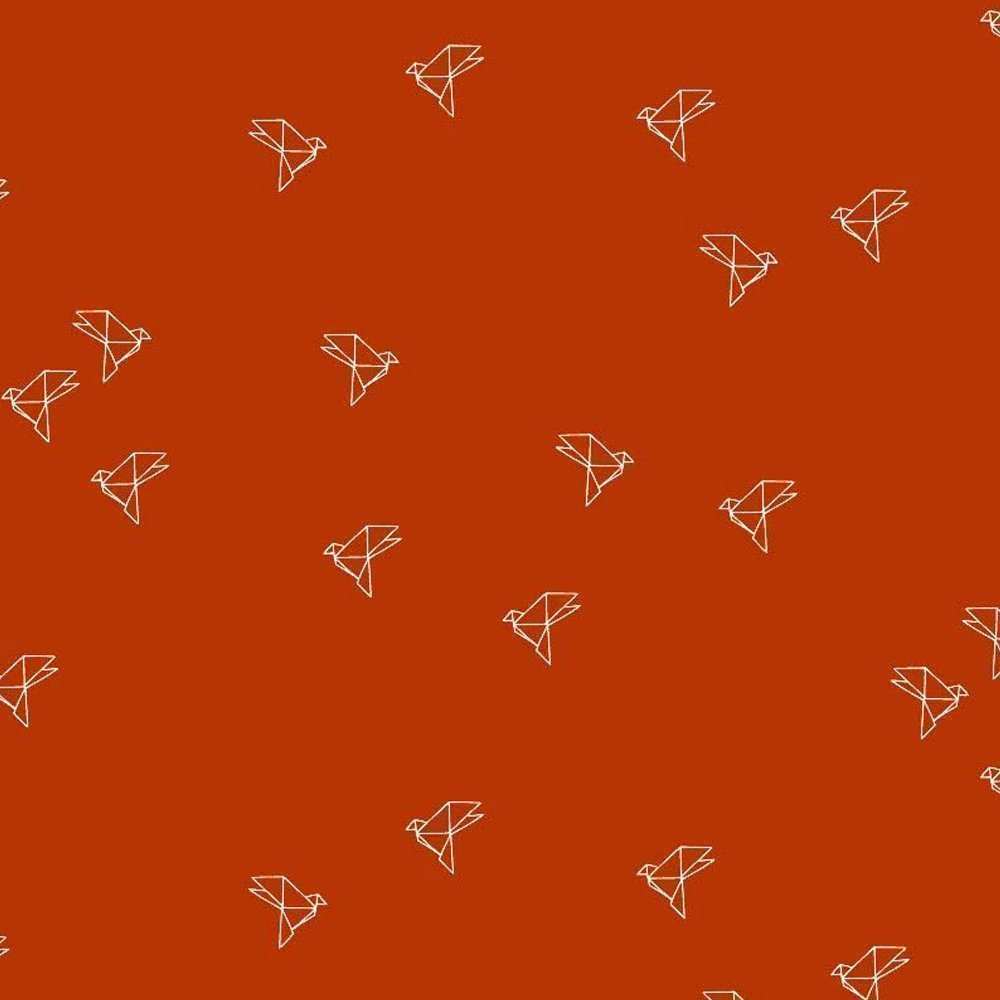 Tissu Coton Atelier Brunette Bye Bye Birdy Terracotta