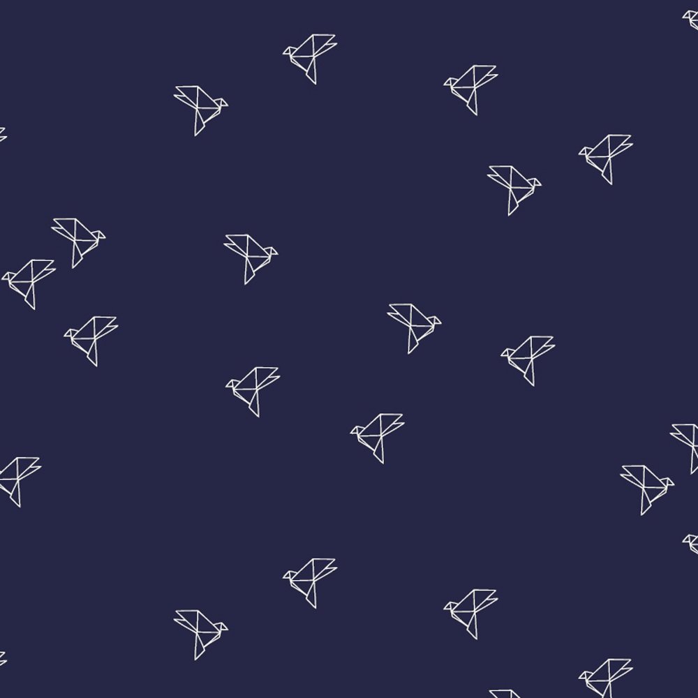 Tissu Coton Atelier Brunette Bye Bye Birdy Navy