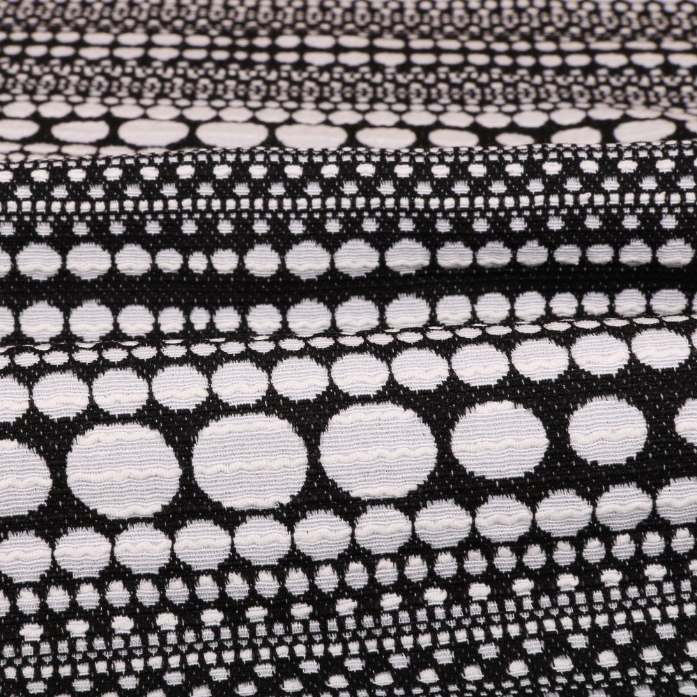 Tissu Gianni Jacquard Noir Fresques cercles Blancs