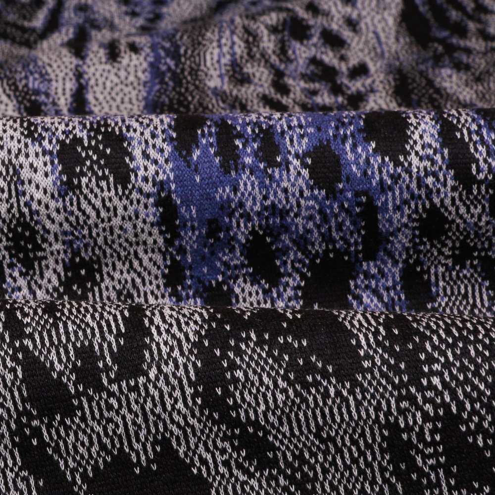 Tissu Gianni Maille Pull Marine Tigré Pervenche et blanc