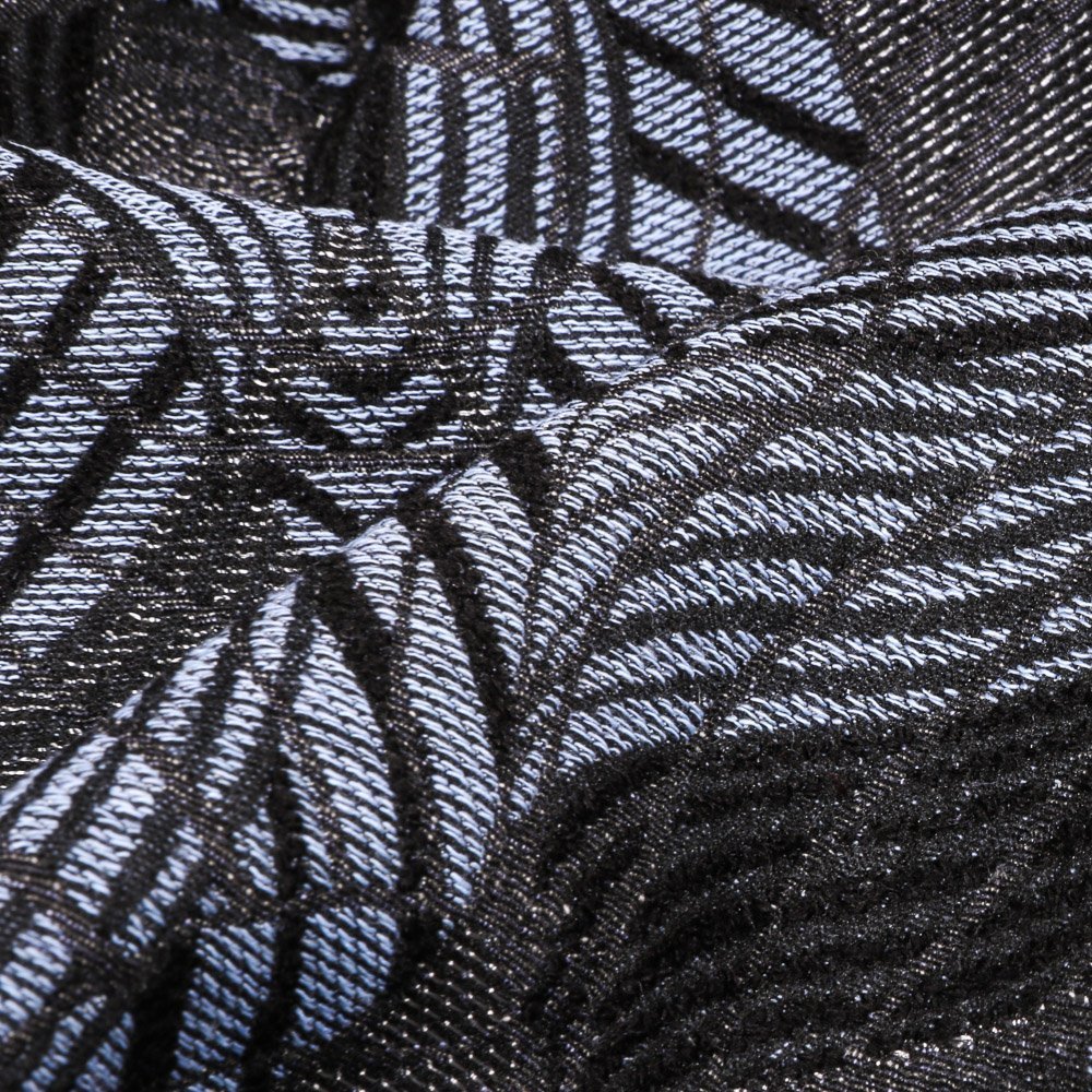 Tissu Gianni Maille Non Extensible Noir Formes abstraites Bleues grises