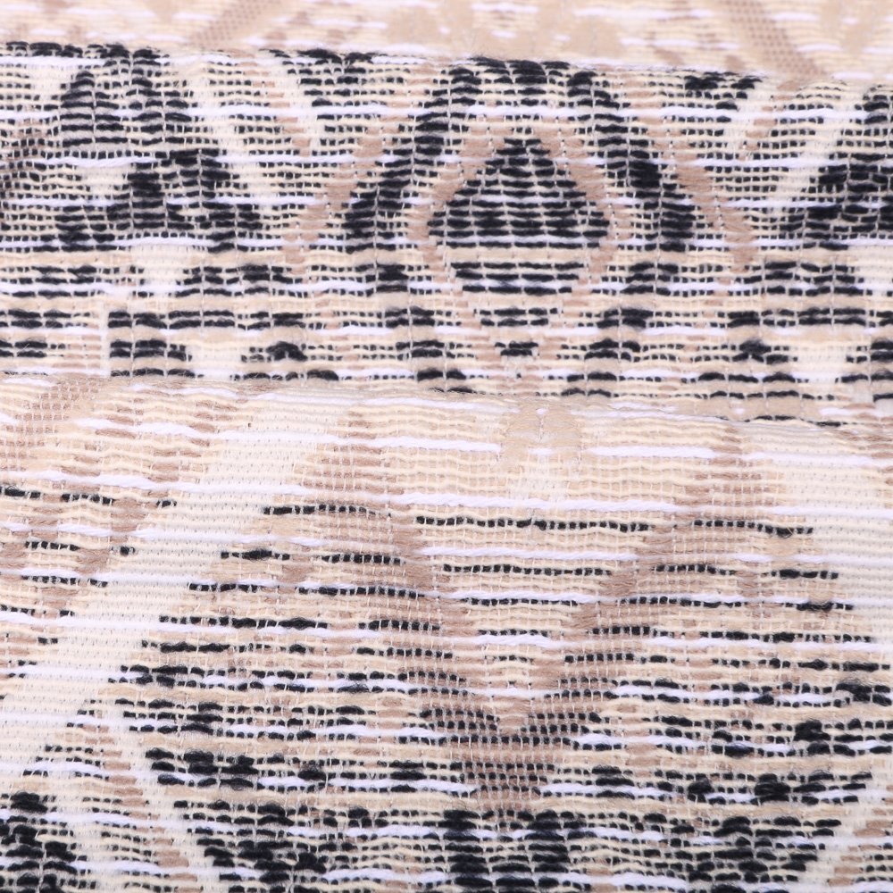 Tissu Gianni Jersey Jacquard Ecru Aztèques Beige et gris