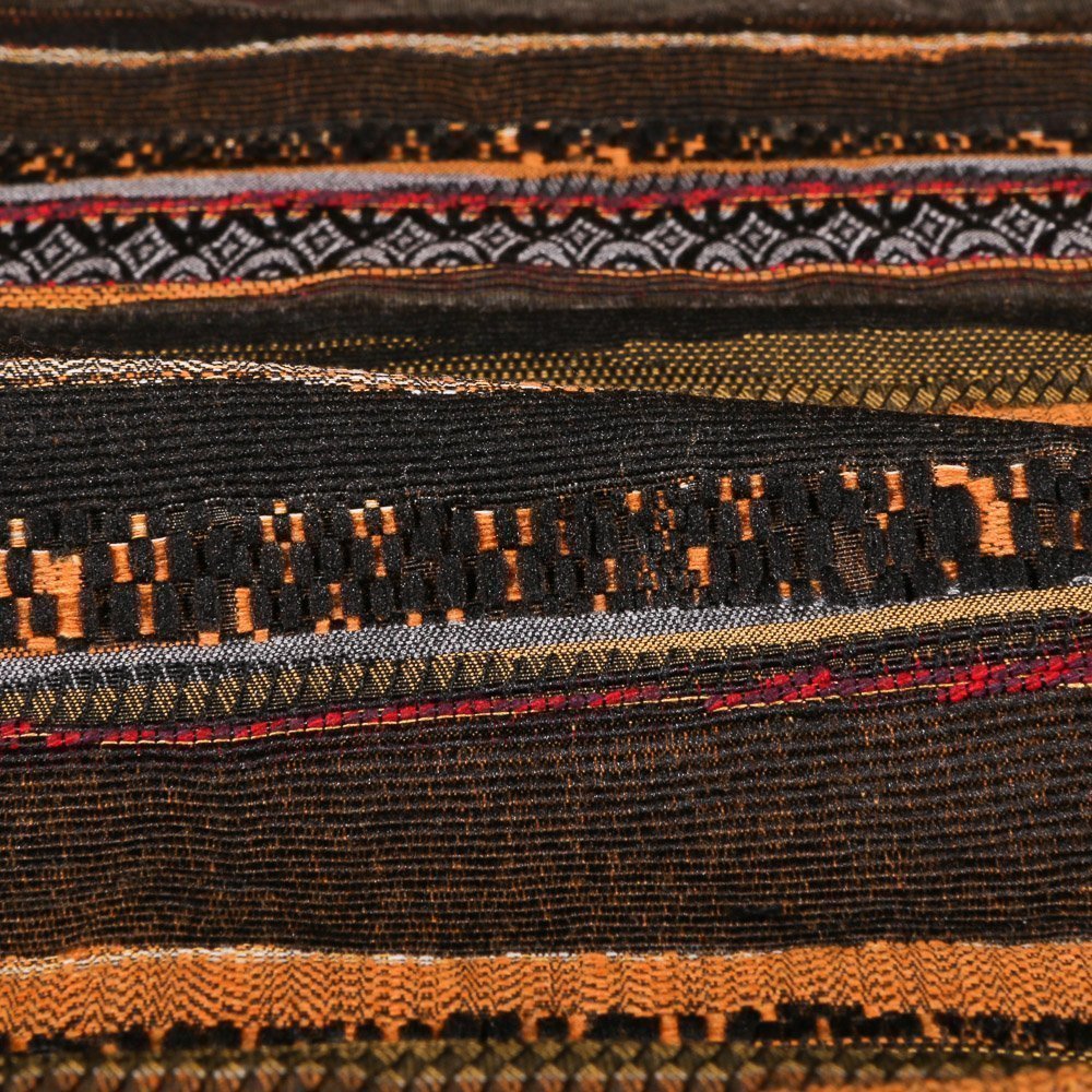 Tissu Gianni Jacquard Marron foncé Rayures Oranges et kaki