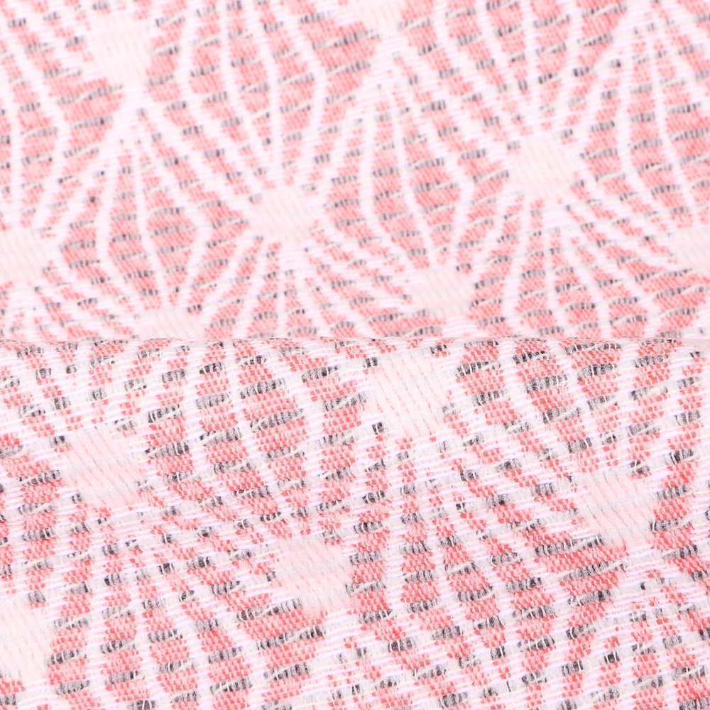 Tissu Gianni Jacquard Tissé Rose Toile Blanche