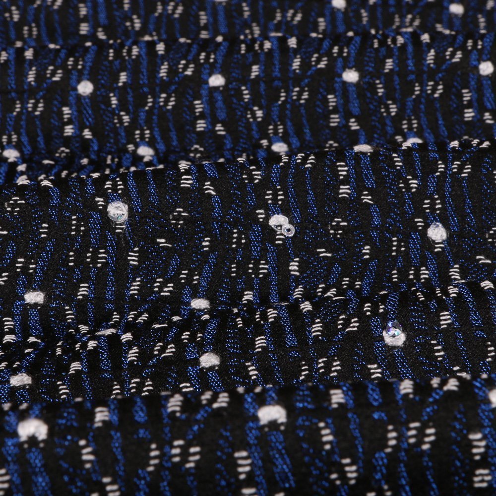 Tissu Gianni Maille Noir Aztèques Bleus