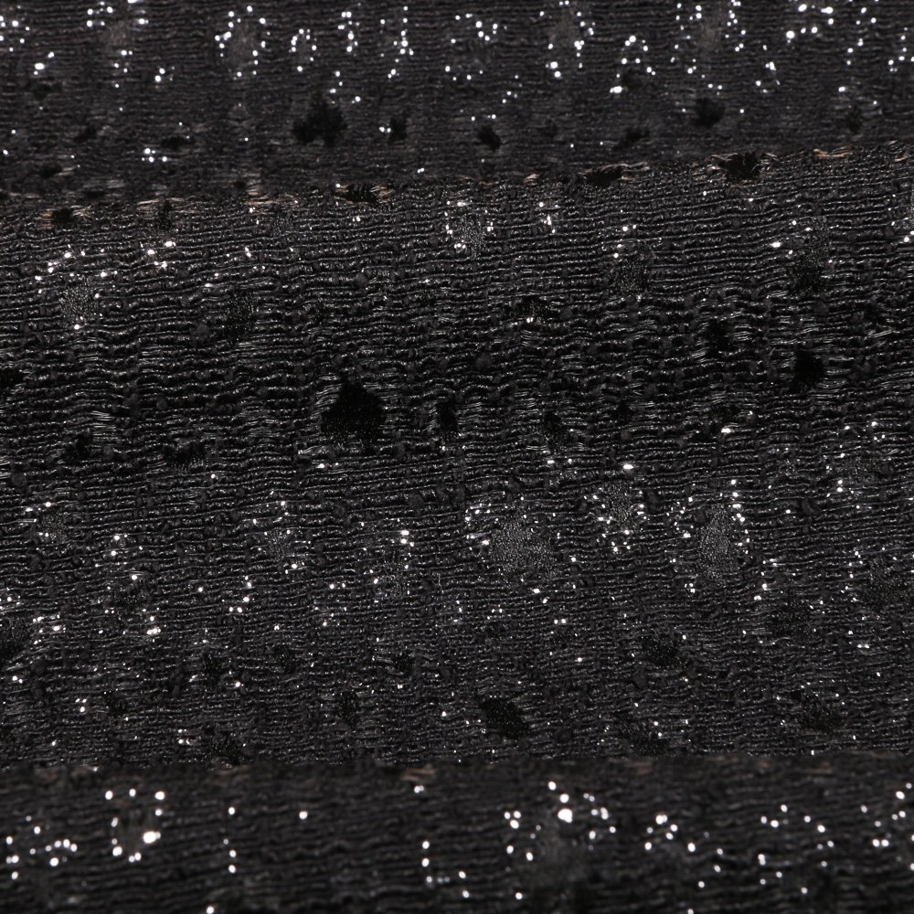 Tissu Gianni Maille Stretch Lurex Noir Tâches Anthacite