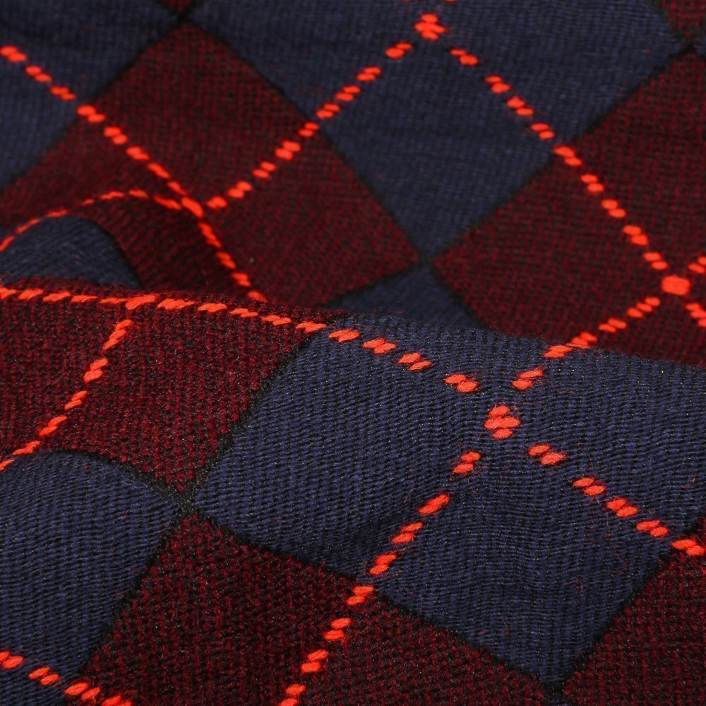 Tissu Gianni Jacquard Lainage Losanges entremelés Rouges et bleus