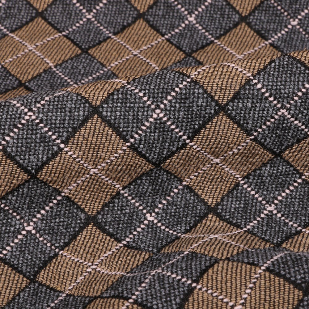 Tissu Gianni Jacquard Lainage Losanges entremelés Beiges et gris