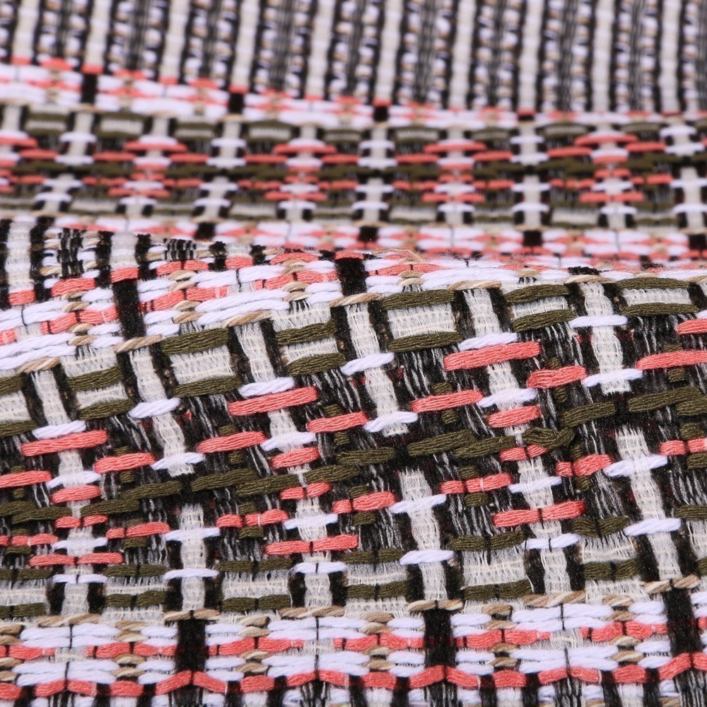 Tissu Gianni Jacquard Gris Bandes Roses et kaki