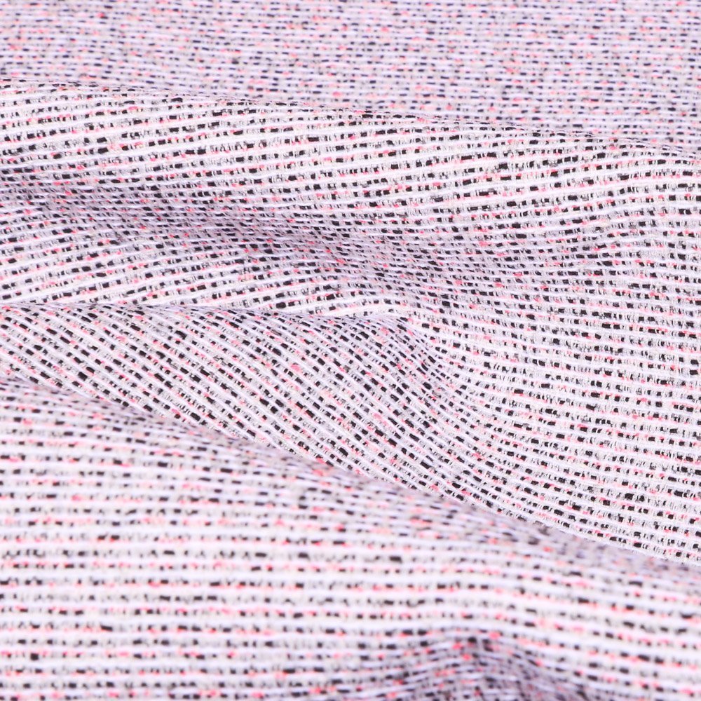 Tissu Gianni Tweed Léger Lurex Rose et blanc