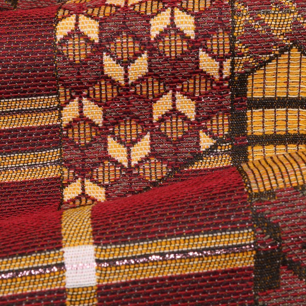 Tissu Gianni Maille Légère Lurex Panneaux géométriques Jaunes et rouges