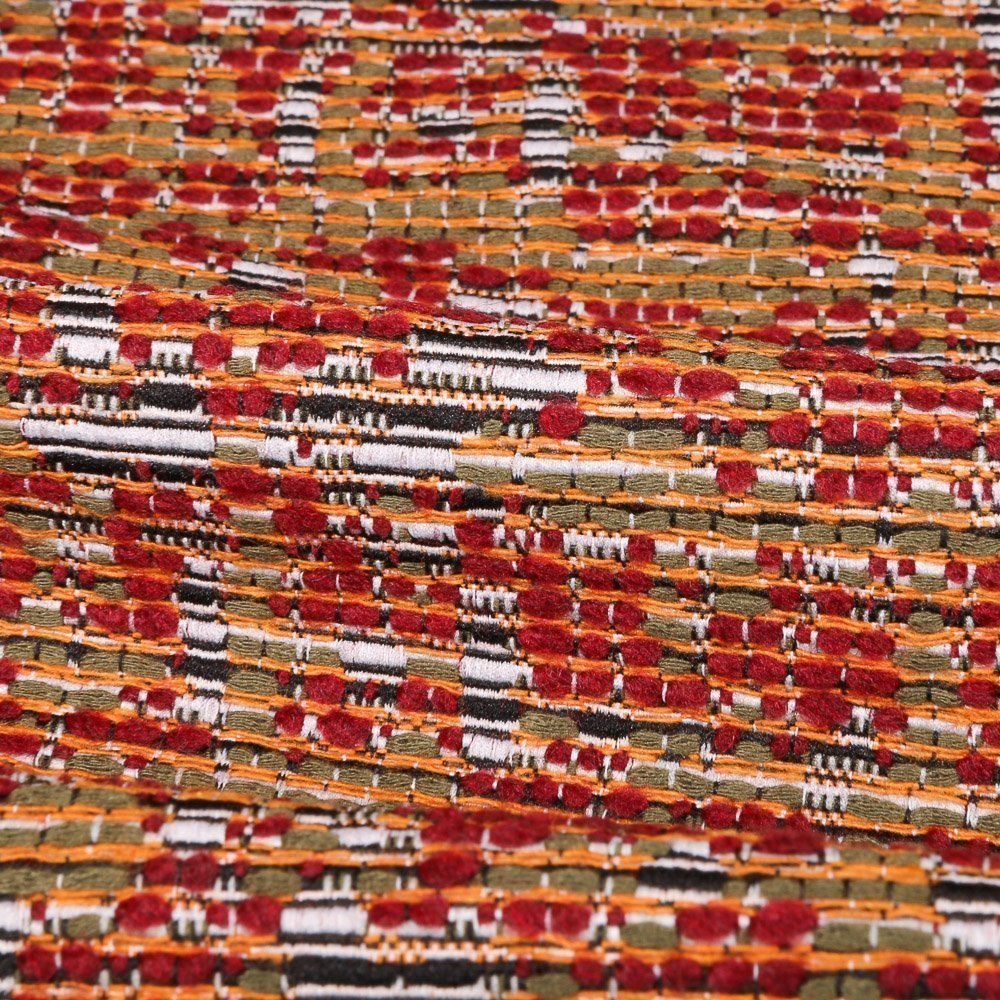 Tissu Gianni Tweed Rouge Fil d'argent Kaki