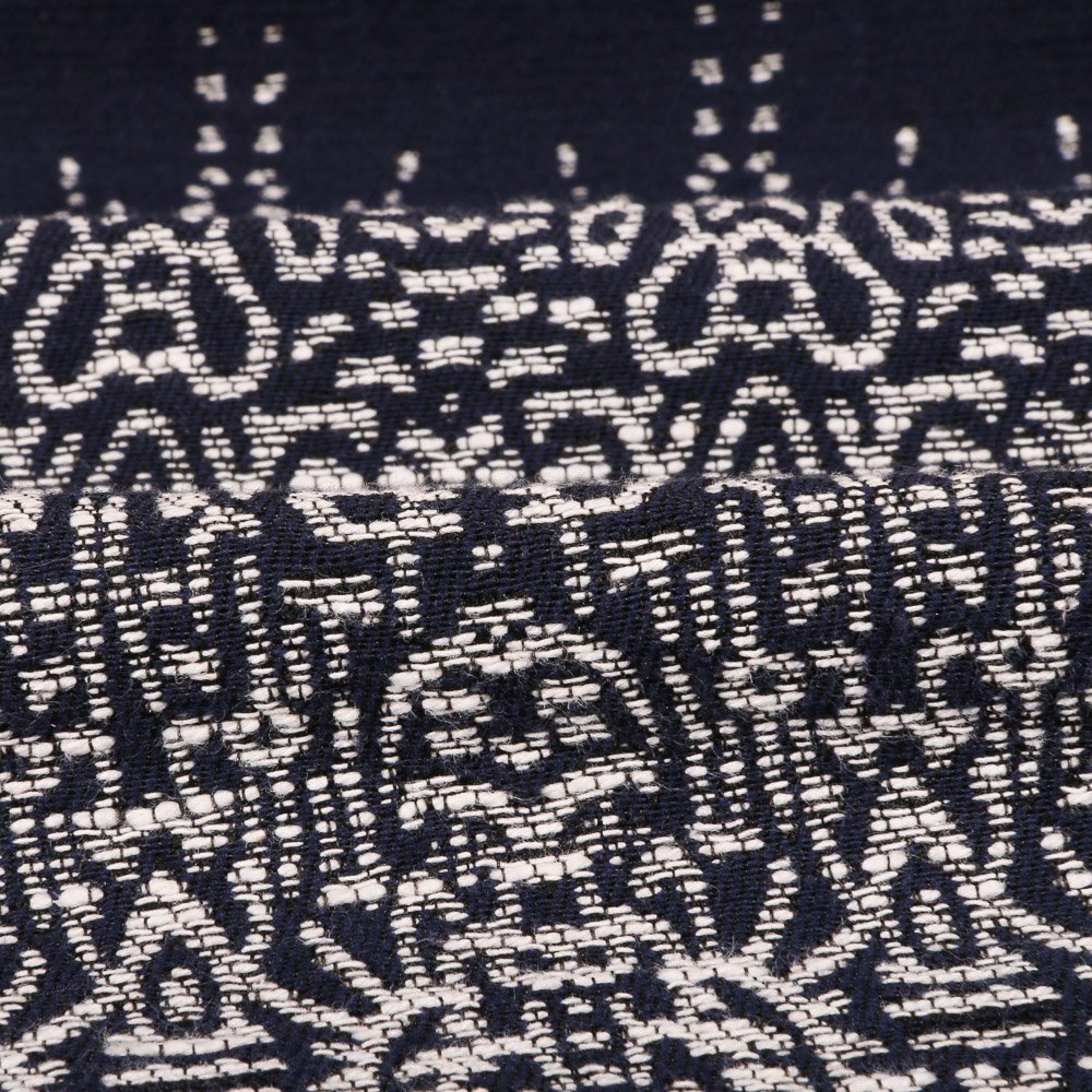 Tissu Gianni Jacquard Marine Ethnique Maya Blanc