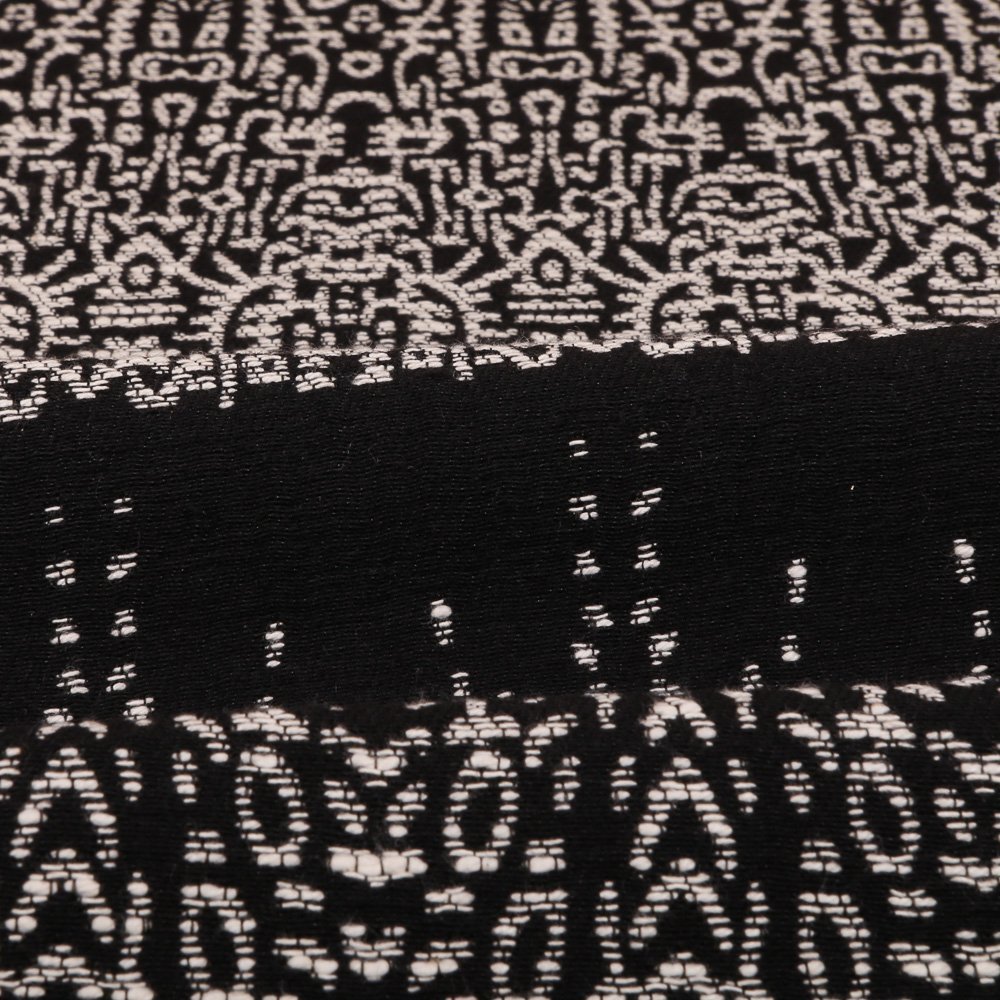 Tissu Gianni Jacquard Noir Ethnique Maya Blanc