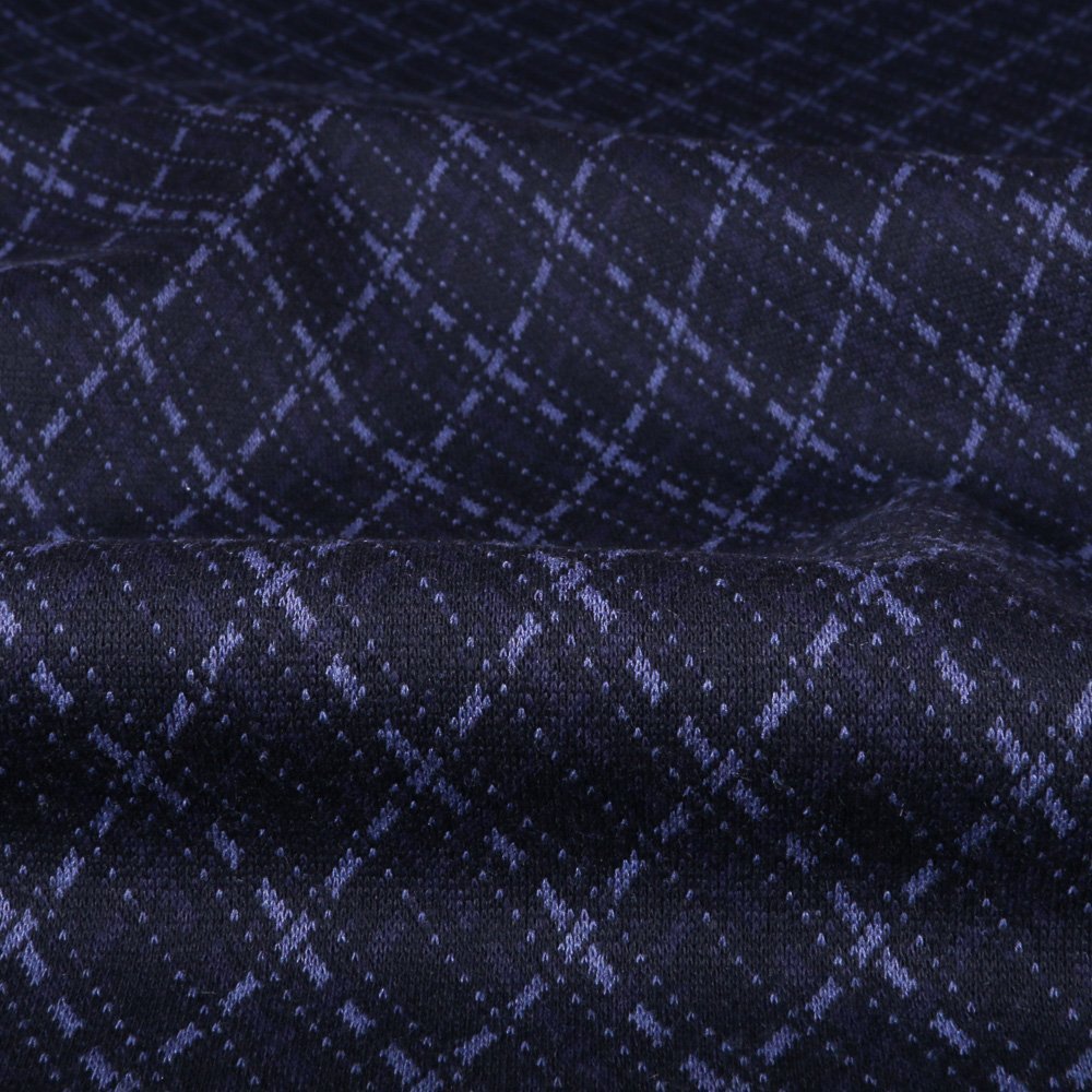 Tissu Gianni Maille Marine Losanges pointillés Pervenche