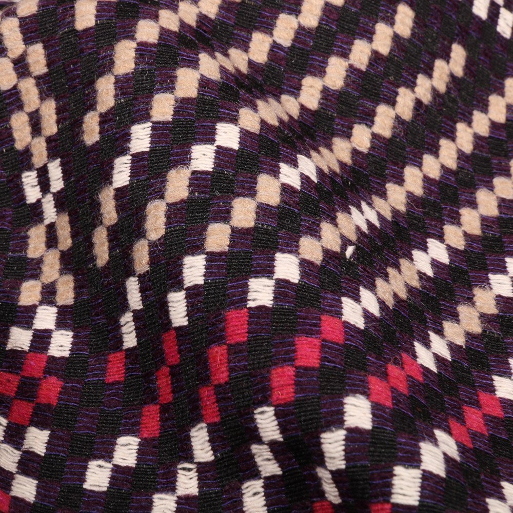 Tissu Gianni Jacquard Lainage Carrés Rouges et beiges