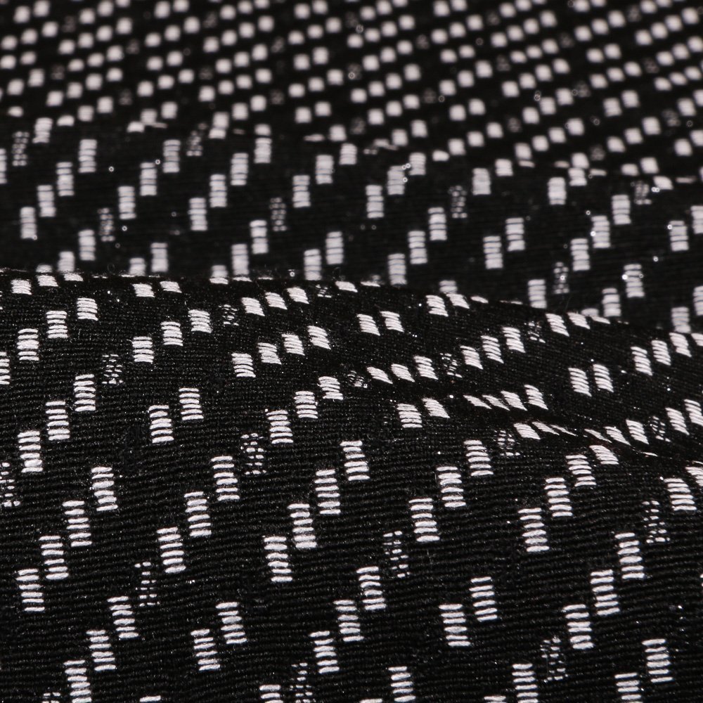 Tissu Gianni Maille Lurex Noir Rectangles Blancs et gris