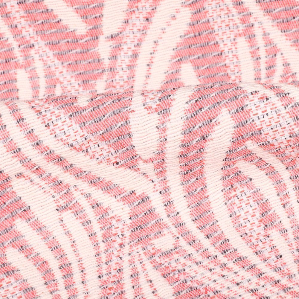 Tissu Gianni Jacquard Rose Gouttes abstraites Blanches