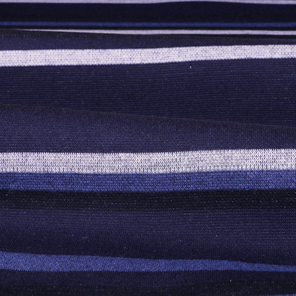 Tissu Gianni Maille Rayures Bleues et blanches