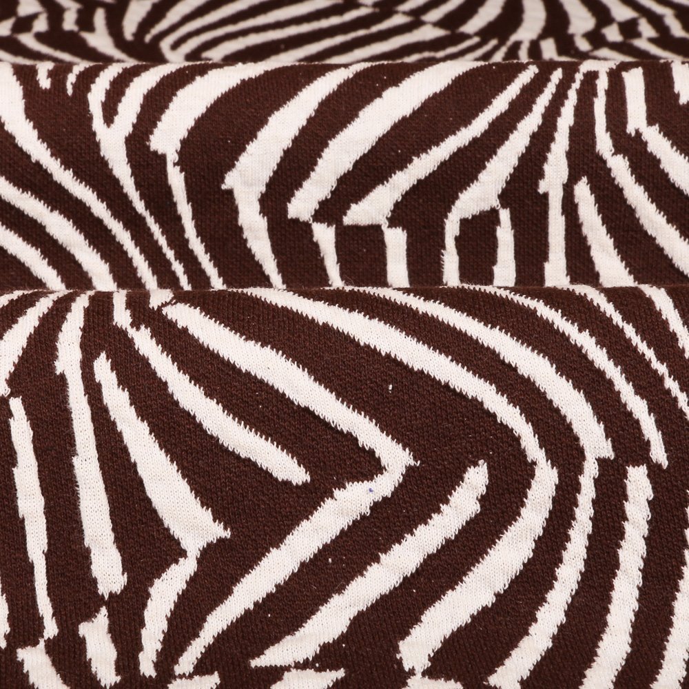Tissu Gianni Maille Extensible Chocolat Vagues tigrés Blanches