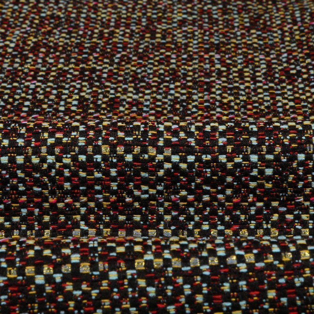 Tissu Gianni Jacquard Rouge et bleu Lignes pointillées Vertes