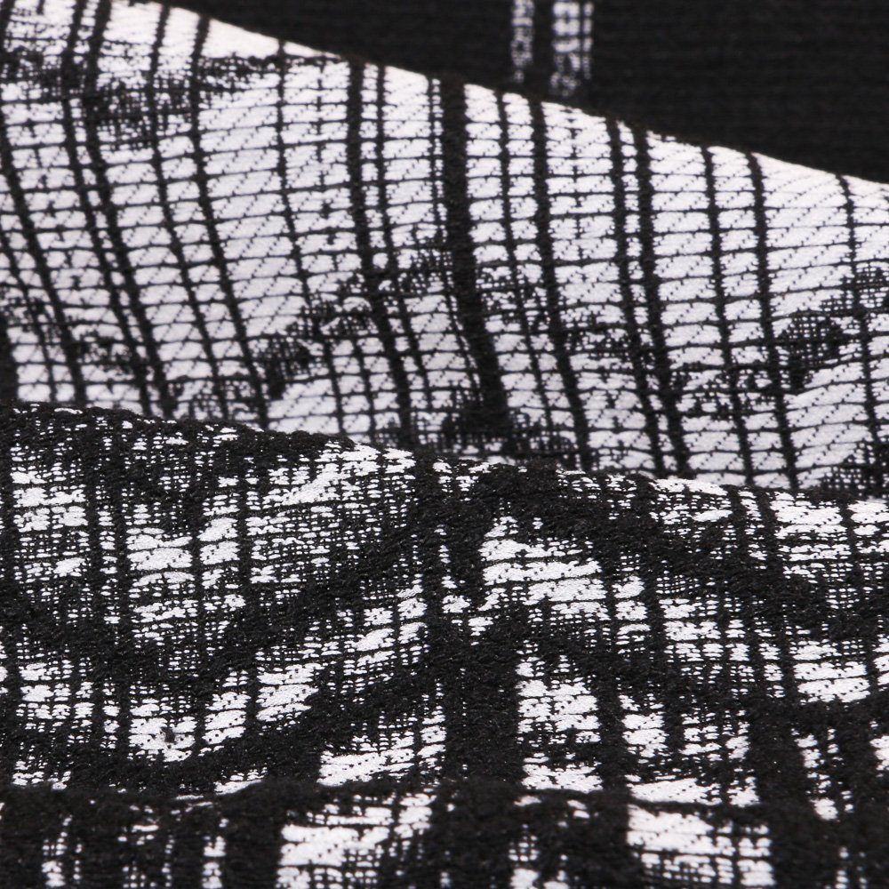 Tissu Gianni Jacquard Noir Aztèques Blancs et gris