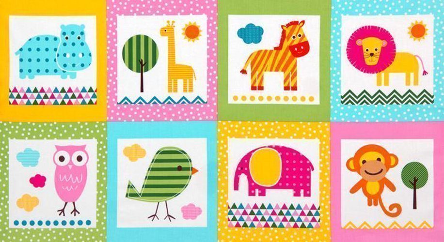 Tissu Robert Kaufman Urban Zoologie Panel Bright - Par 30 cm