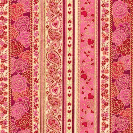 Tissu Robert Kaufman Sweetheart Metallics Stripe Sweet