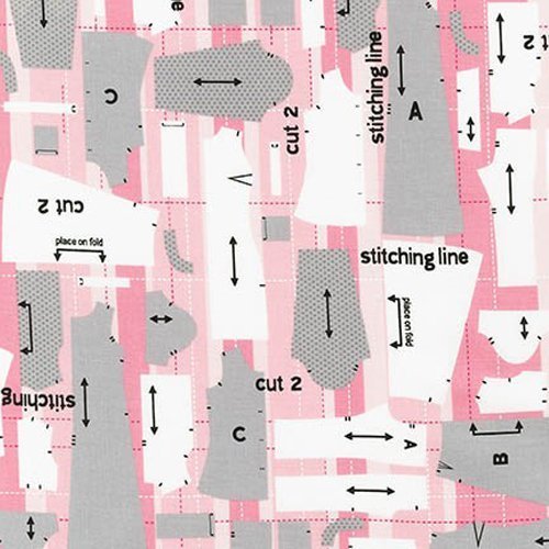 Tissu Robert Kaufman Sewing studio Pattern Pieces Pink