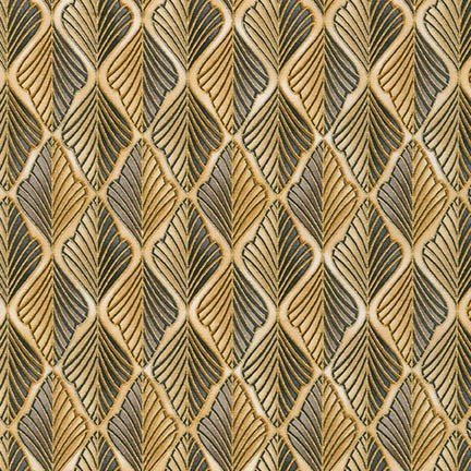 Tissu Robert Kaufman Lavish Metallic Geo Stripe Charcoal