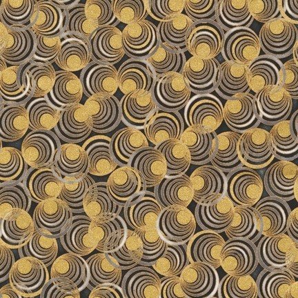 Tissu Robert Kaufman Lavish Metallic Geo Circles Charcoal