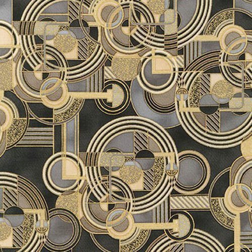 Tissu Robert Kaufman Lavish Géométrique Or et Beige