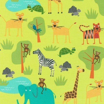 Tissu Robert Kaufman Jungle Party Animal Collage Bermuda