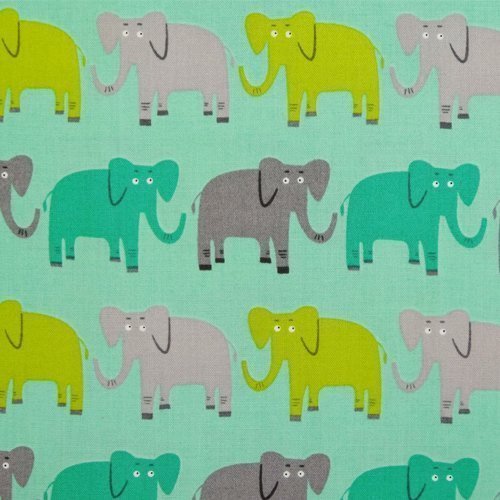 Tissu Robert Kaufman Jungle party Elephants Bermuda
