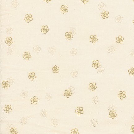 Tissu Robert Kaufman Satsuki Metallic Flower Bud Ivory
