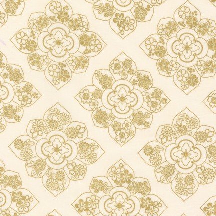 Tissu Robert Kaufman Satsuki Metallic Medallion Ivory