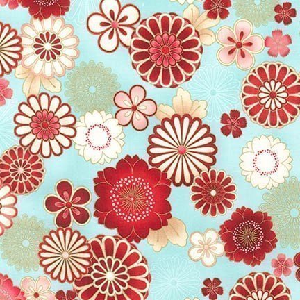 Tissu Robert Kaufman Satsuki Metallic Flower Burst Blossom