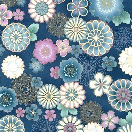 Tissu Robert Kaufman Satsuki Metallic Flower Burst Jewel