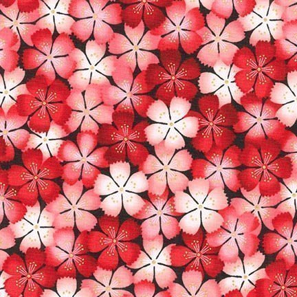 Tissu Robert Kaufman Satsuki Metallic Petals Blossom