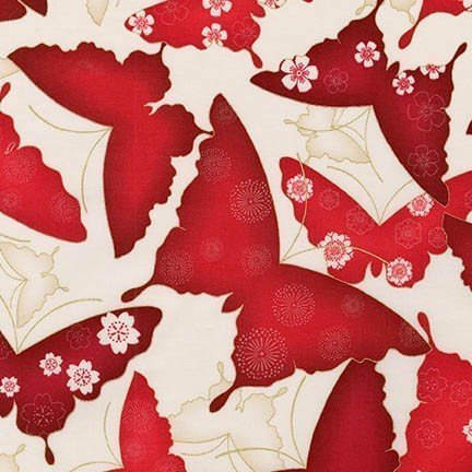 Tissu Robert Kaufman Satsuki Metallic Butterfly Blossom
