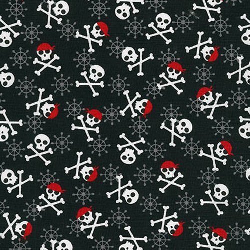 Tissu Robert Kaufman Fabulous foxes Crossbones Black