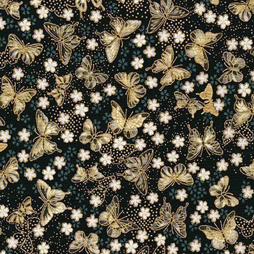 Tissu Robert Kaufman Akiko Noir et or